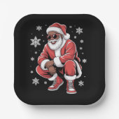 African American Christmas Pajama Xmas Afro Santa  ペーパープレート (正面)