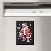 African American Christmas Pajama Xmas Afro Santa  マグネット (インサイチュ (食洗機))