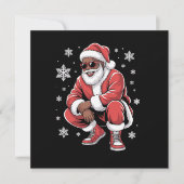 African American Christmas Pajama Xmas Afro Santa  招待状 (正面)
