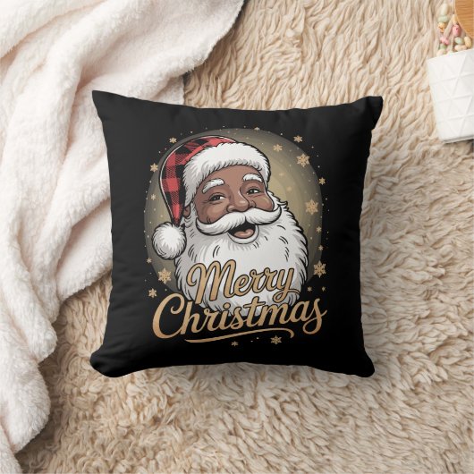African American Christmas Pajamas Santa Claus  クッション (ブランケット)