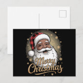 African American Christmas Pajamas Santa Claus  シーズンポストカード (正面/裏面)