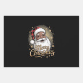 African American Christmas Pajamas Santa Claus ラッピングペーパーシート (正面)