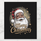 African American Christmas Pajamas Santa Claus  ワインラベル (シングルラベル)