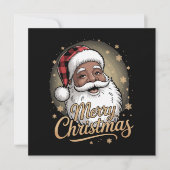 African American Christmas Pajamas Santa Claus  招待状 (正面)