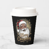 African American Christmas Pajamas Santa Claus  紙コップ (正面)