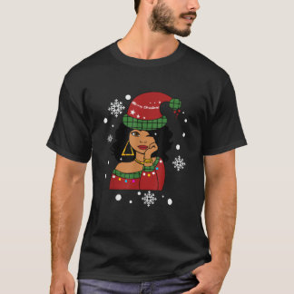 African American Christmas Santa Claus  Tシャツ
