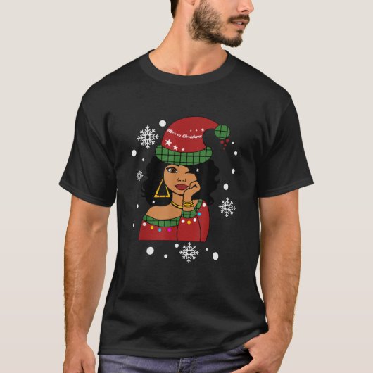 African American Christmas Santa Claus Tシャツ (正面)