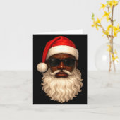 African American Cool Santa Claus Christmas Pajama カード (黄色い花)