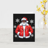 African American Cool Santa Claus Christmas Pajama カード (黄色い花)