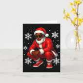 African American Cool Santa Claus Christmas Pajama カード (黄色い花)