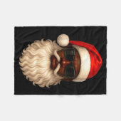 African American Cool Santa Claus Christmas Pajama フリースブランケット (正面(横))