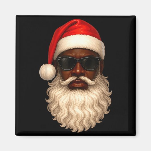 African American Cool Santa Claus Christmas Pajama マグネット (正面)