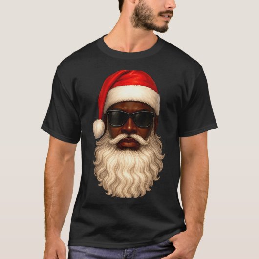 African American Cool Santa Claus Christmas Pajama Tシャツ (正面)