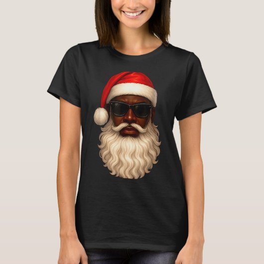 African American Cool Santa Claus Christmas Pajama Tシャツ (正面)