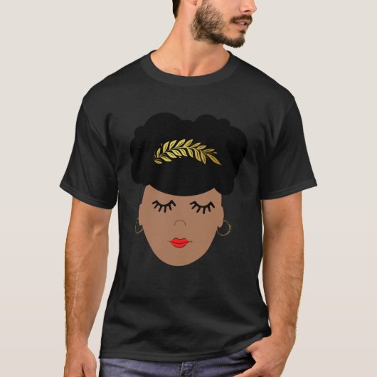 African American Divine Queen With Afro Puff Tシャツ (正面)