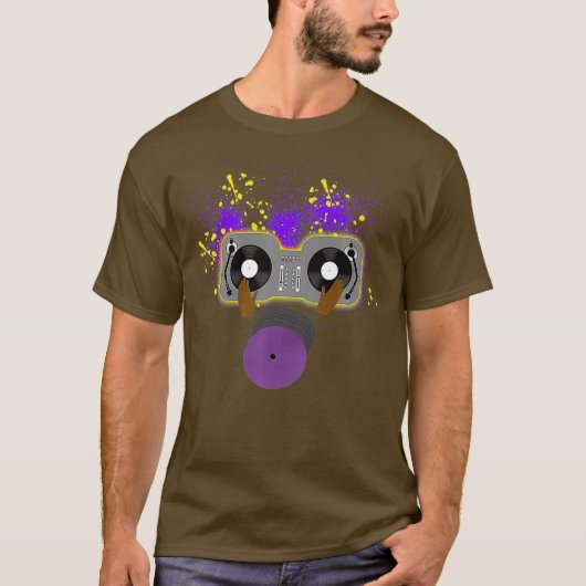 African American DJラジオターンテーブルDisk Jockey Tシャツ (正面)