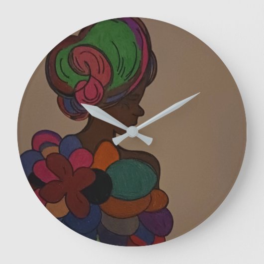 African American Fairy Wall Clock ラージ壁時計 (正面)