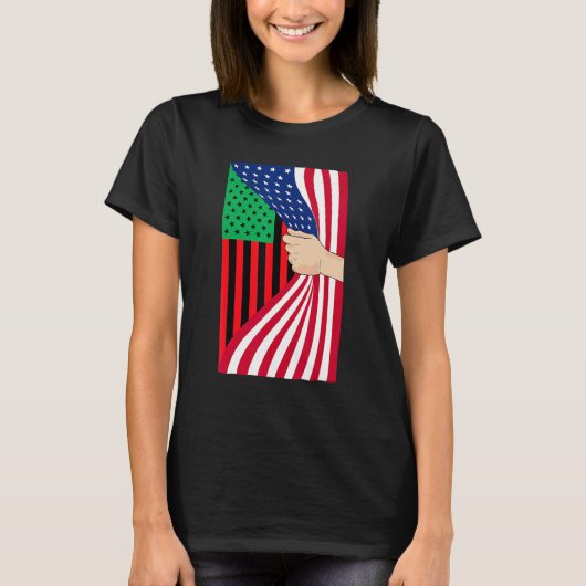 African American Flag Pan African Black Liberation Tシャツ (正面)