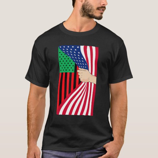 African American Flag Pan African Black Liberation Tシャツ (正面)
