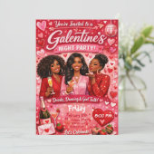 African American Galentine's Night Friends Party 招待状 (スタンド正面)