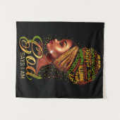 African American Girl God Says I Am Black Pride タペストリー (正面(横))