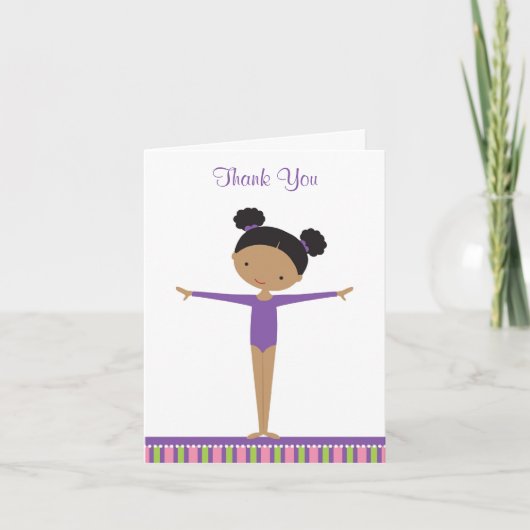 African American Gymnast Thank You Note Card サンキューカード (正面)