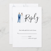 African American illustrated couple wedding エンクロージャーカード (正面/裏面)
