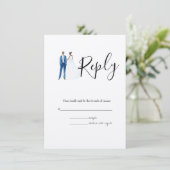 African American illustrated couple wedding エンクロージャーカード (スタンド正面)