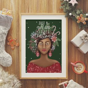 African American Just A Girl Who Love Christmas ポスター