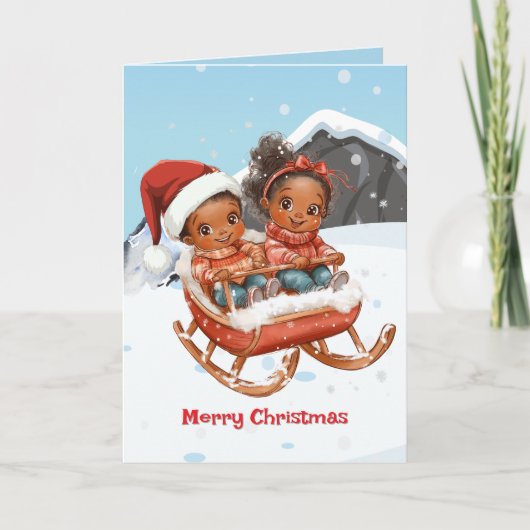 African American Kids Christmas card シーズンカード (正面)