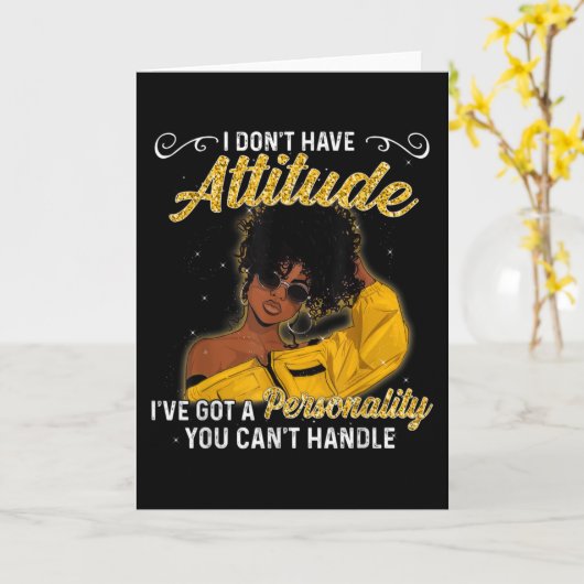 African American Melanin Queen Black Girl Magic Af カード (黄色い花)