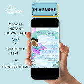 African American Mermaid Baby Shower 招待状