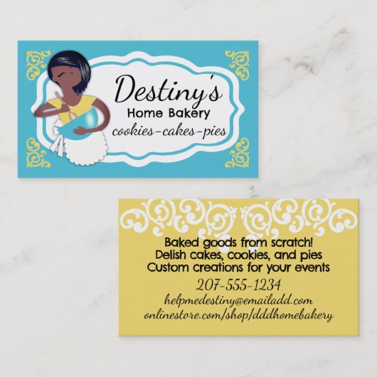 African American mixing bowl woman baking bakery 名刺 (正面/裏面)