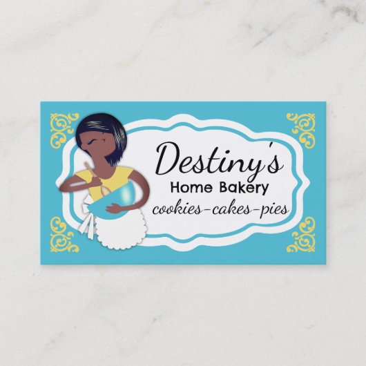 African American mixing bowl woman baking bakery 名刺 (正面)