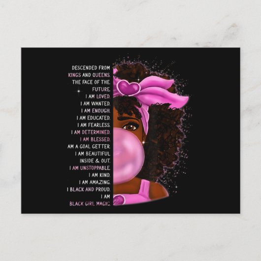 African American Nubian Queen Black Girl Magic Pri ポストカード (正面)