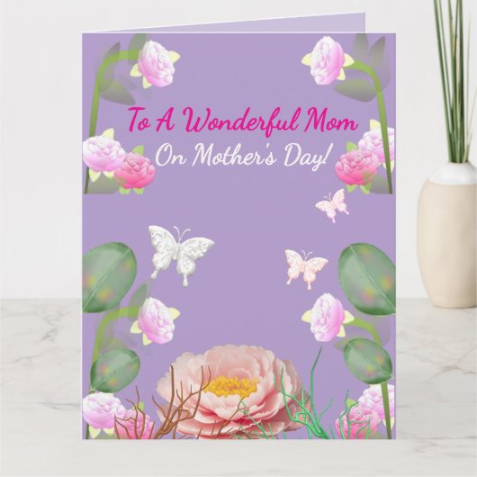 African American Pink Floral Mother's Day カード (正面)