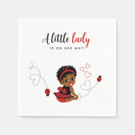 African-American Red Black Ladybug Baby Shower  スタンダードカクテルナプキン