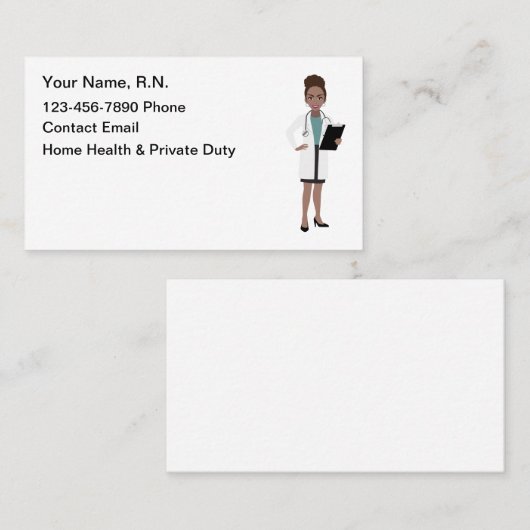 African American Registered Nurse Medical  名刺 (正面/裏面)