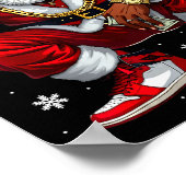 African American Santa Christmas Black Xmas Women  ポスター (角)