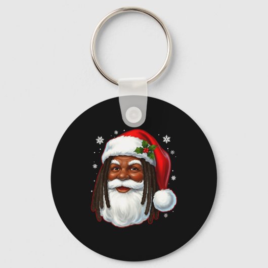 African American Santa Christmas Cool Black X-mas  キーホルダー (正面)