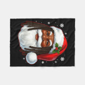 African American Santa Christmas Cool Black X-mas  フリースブランケット (正面(横))