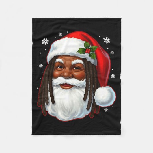 African American Santa Christmas Cool Black X-mas  フリースブランケット (正面)