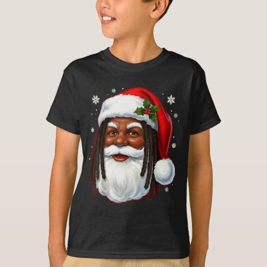 African American Santa Christmas Cool Black X-mas  Tシャツ (正面)