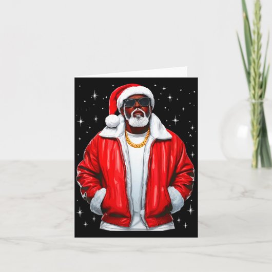 African American Santa Christmas Pajamas Cool Blac カード (正面)