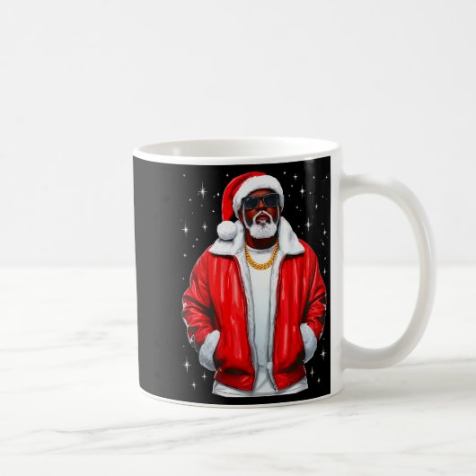 African American Santa Christmas Pajamas Cool Blac コーヒーマグカップ (右)