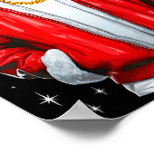African American Santa Christmas Pajamas Cool Blac ポスター (角)