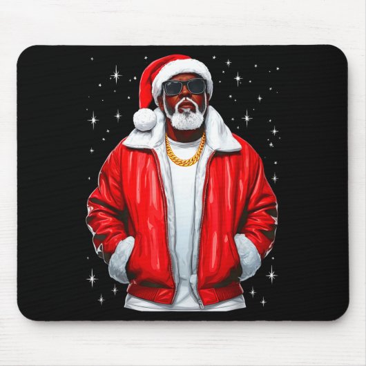African American Santa Christmas Pajamas Cool Blac マウスパッド (正面)