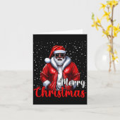 African American Santa Christmas Shirt Pajama Cool カード (黄色い花)