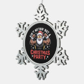 African American Santa Claus Christmas Pajama スノーフレークピューターオーナメント (右)