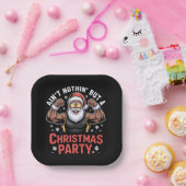 African American Santa Claus Christmas Pajama ペーパープレート (パーティー)